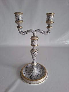 Herend Hungary Two Light Candelabra – Hand Painted – Pálma Babos