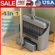 4 in 1 Broom and Dustpan Set Lightweight Upright Lobby Broom and Dust Pan Combo#