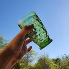 SET OF 2 MCM Vintage Yorktown Green 6 oz Juice Glasses by Federal Glass 1960's