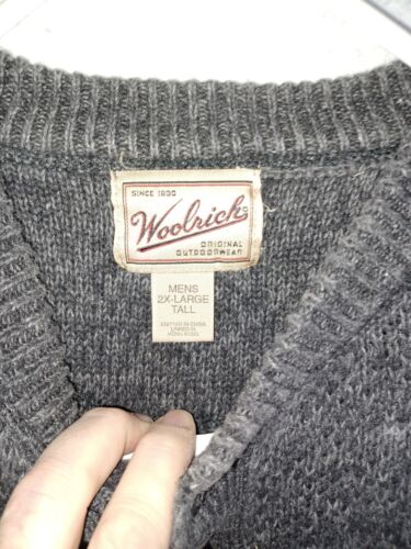 Vintage Woolrich Sweater Mens 2XLT Tall Gray Henley Crewneck Pullover Button USA - Picture 2 of 6