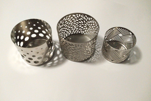Set Of Three Metal Candle Holders 2 Slatkin Bath and Body 1 Illume Pics Sizes - Picture 2 of 17