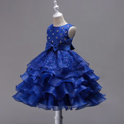 Flower Kids Girls Sequin Dress Tulle Layered Gown Bridesmaid Dress Party Pageant - Picture 10 of 17