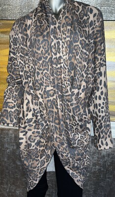 Brand M Knitted Wrap Long Sleeve Tunic and Leopard Print Made in Italy XL New