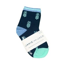 Janie and Jack Boys Girls Crew Socks Pineapple Novelty Navy Blue 12-24M