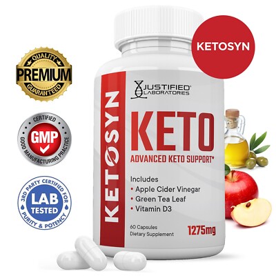 Ketosyn Keto ACV Pills 1275 MG Stronger Than Gummies Keto Support 1 Bottle
