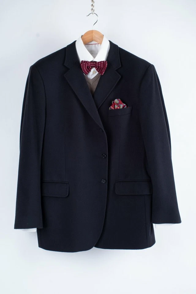 Gant Navy Blue Melton Wool Cashmere Blazer, US 46R, EU 56 - Image 2 of 4