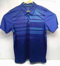 Oakley Golf Polo Shirt Print Logo Striped Hydrolix Men's SZ LG REG FIT VGC