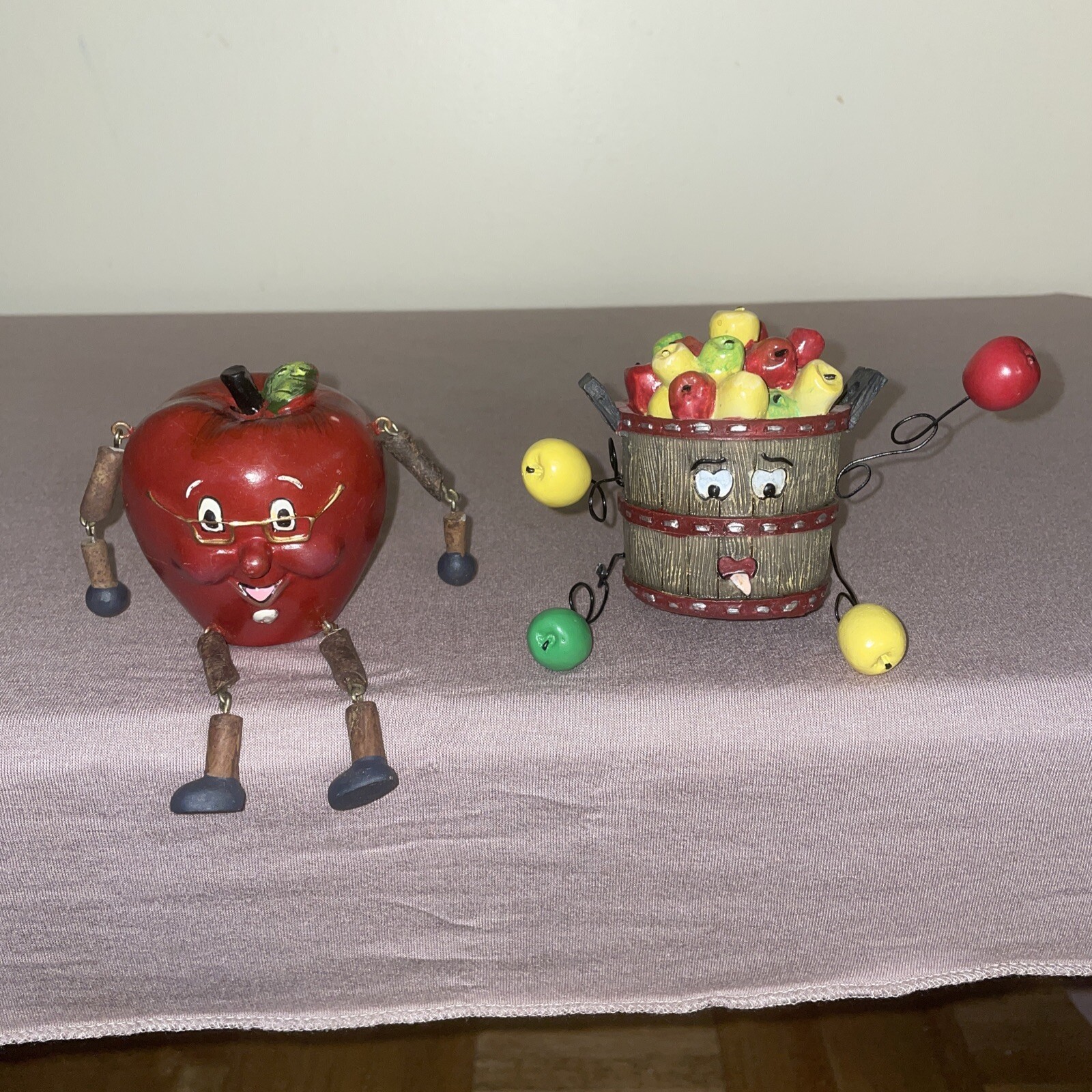 LOT 2 VINTAGE Apple Fruit Shelf Sitters Anthropomorphic Resin Figures