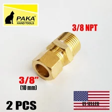 2 PC - Compression Brass Fitting 3/8" OD Tube X 3/8" NPT Male Pipe,lead free