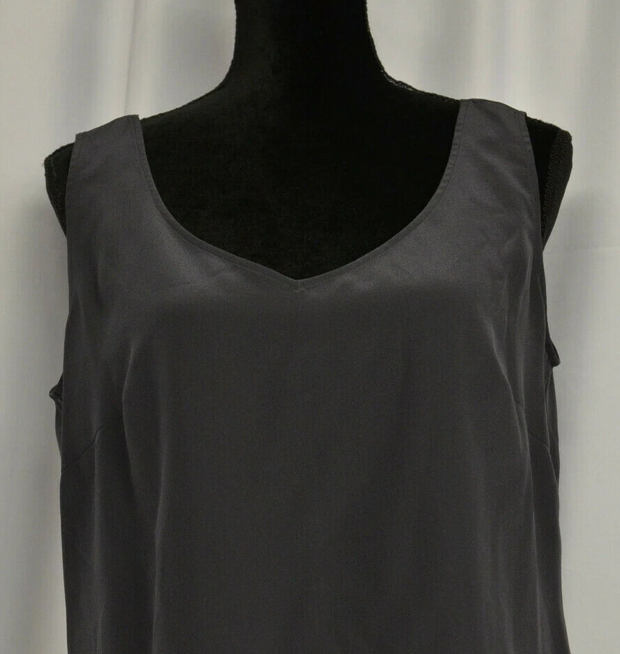 NWT Escada Sz 42/12 Crepe de Chine Gray Sleeveless Silk Tank Top Base Layer $450