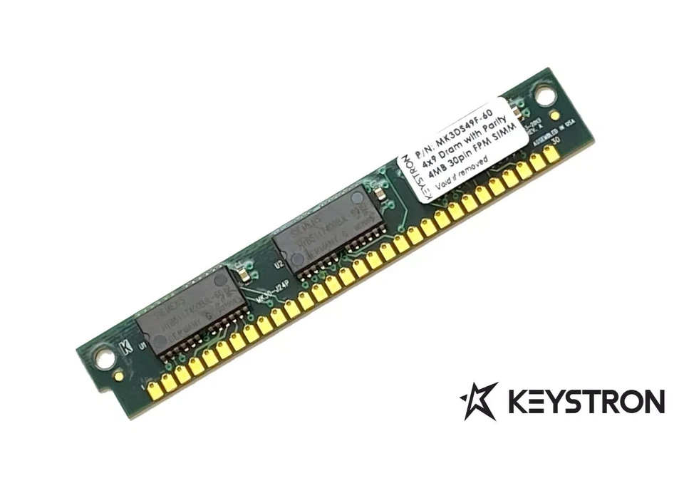 Keystron 4MB 4x9 60-ns 30-pin Fast Page FPM DRAM Parity SIMM Memory