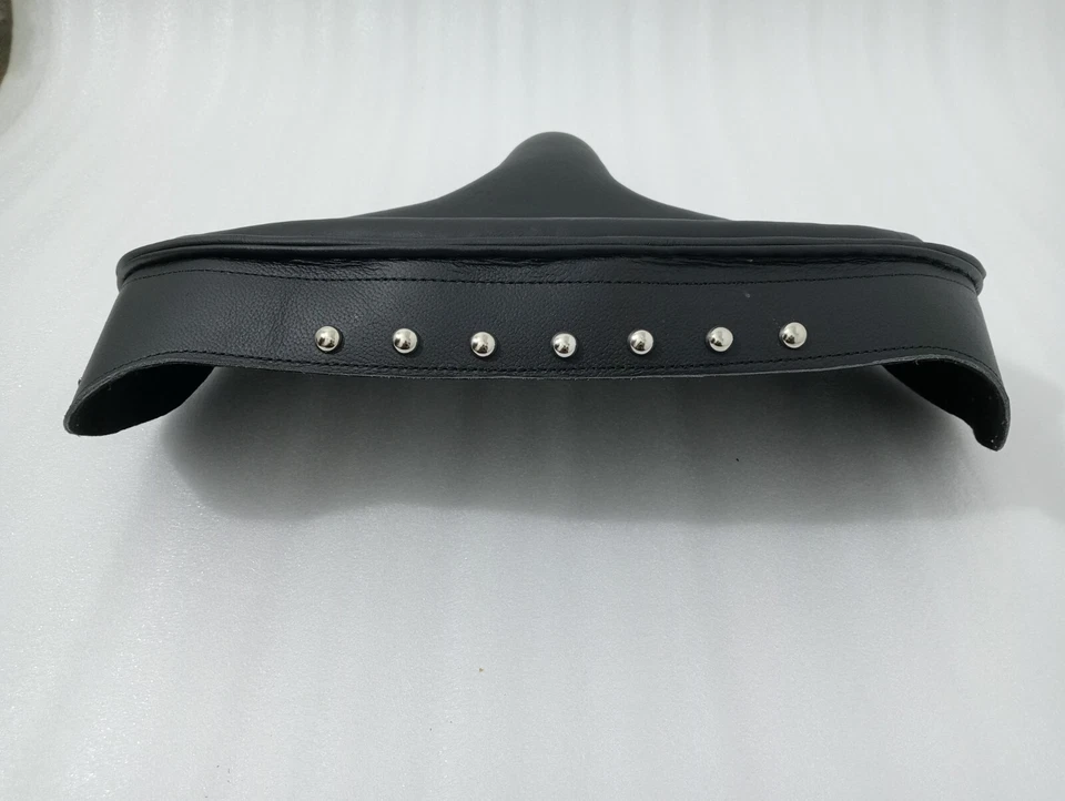 Solo Seat Harley Black Leather Skirt Knucklehead Panhead Shovel TC Bobber |Fit Foto 4 de 4