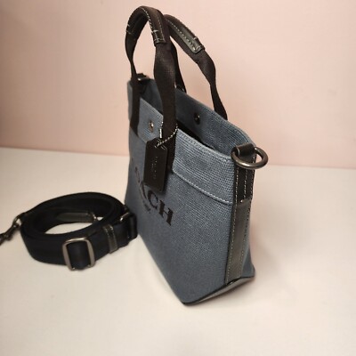 COACH キャンバストートバッグ CU299 デニム/ミッドナイト ネイビー NWT Coach CU299 MEN'S Tote 20 In Colorblock QB Denim Midnight Navy
