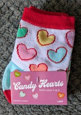 NEW Multi-Colored Candy Hearts Socks Kids Size 7-8.5 by Made for Retail