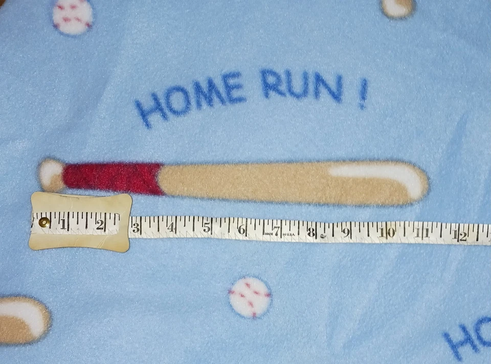Fleece Home Run! Baseball Bat & Ball Remnant Fabric 56 in wide x 27 in long - Image 3 of 3