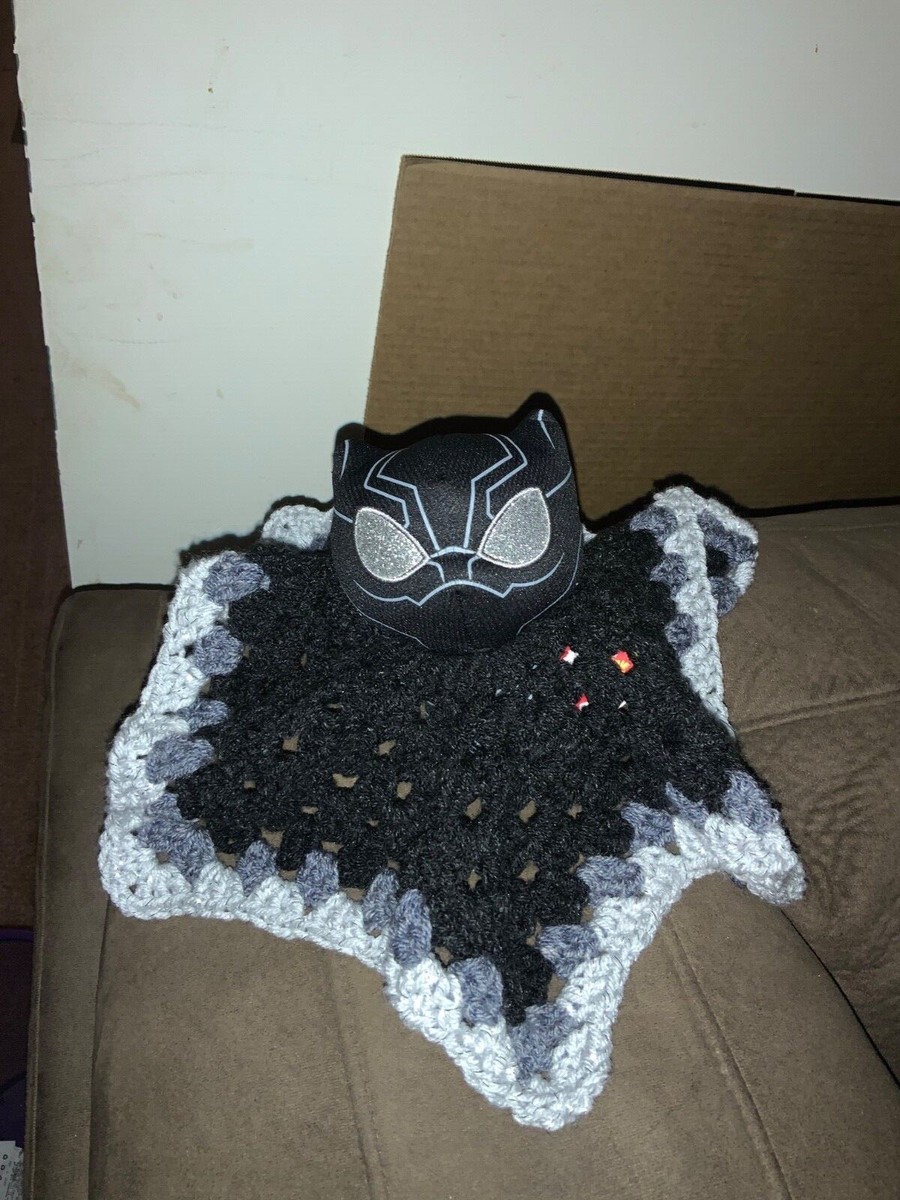 Crochet Black Panther Lovey Snuggle Blanket Toy