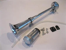 Trumpet Air Horn Kit 12V Semi Boat 135 DB 17.5" CHROME Metal w Compressor