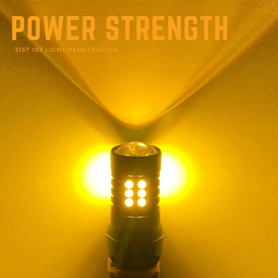 3157 3757a 183 Led Amber Yellow Canbus Turn Signal Indicator Light Bulbs Py27/7w - Image 3 of 4