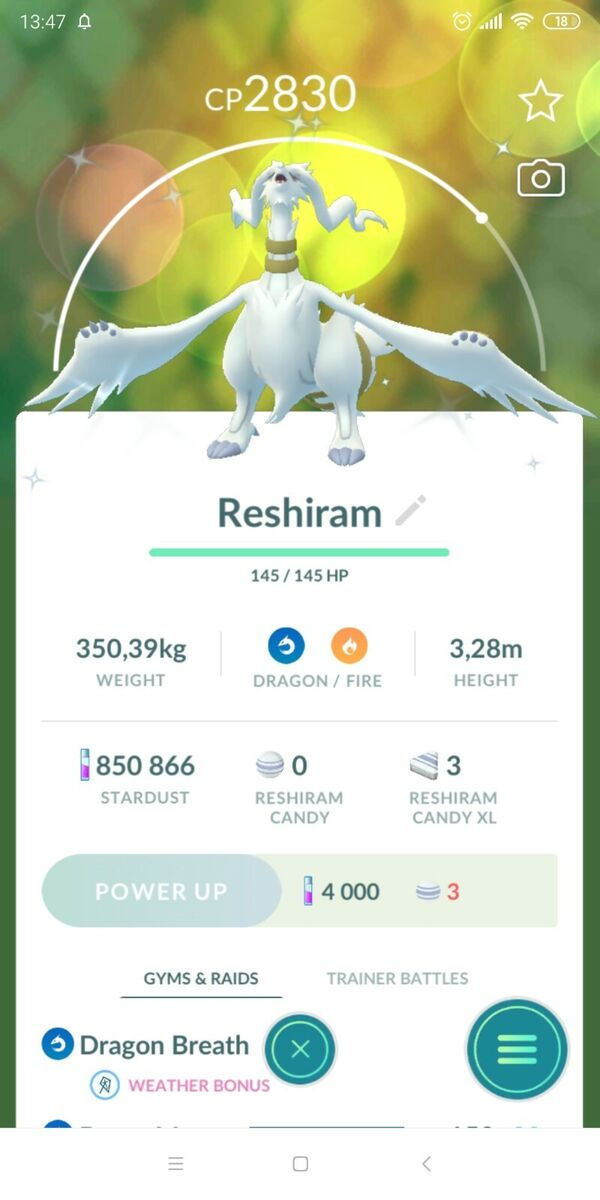 Shiny Reshiram Pokemon GO (exchange) ✨ Pokemon GO ✨