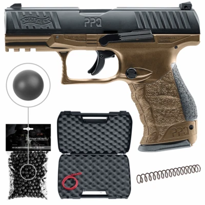 Umarex T4E Walther PPQ M2 .43 Cal Black FDE Paintball Pistol and Balls Bundle