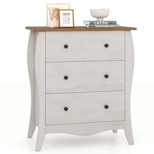 30" Farmhouse Chest of Drawers with 3 Folding Fabric Drawers & Anti-tipping Kit