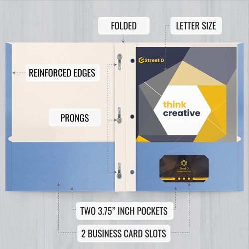 Office Products Light Blue Paper 2 Pocket Folders with Prongs 50 Pack Matte T... - Picture 3 of 6