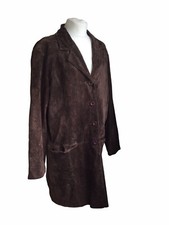 Dialogue Suede Leather Coat Brown Women's Xl