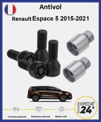 Anti-theft nuts for Renault Espace 5 black wheels from 2015 to 2021 (2 compasses)