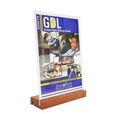 5x7" Acrylic Sign Holder Slant/Vertical Design Wood Base Tabletop Picture Frame