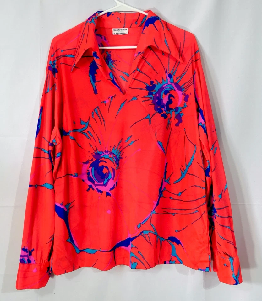 Camisa Pullover Unisex De Colección Años 70 Liberty House Kamehameha Hawaii Nylon Neón Para Hombres 46 Foto 2 de 4