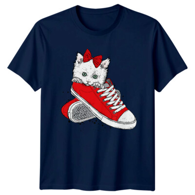 Kitten in Sneaker Katzen Tiere Herren T-Shirt Damen Tee Grafik Unisex Top