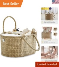 Baby Diaper Caddy Organizer - Handmade Organic Seagrass - Luxury Diaper Caddy...