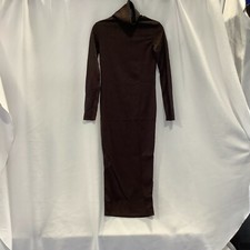 I Saw It First Womens Ribbed Roll Neck Chocolate Sheath Sweater Dress Size 6
