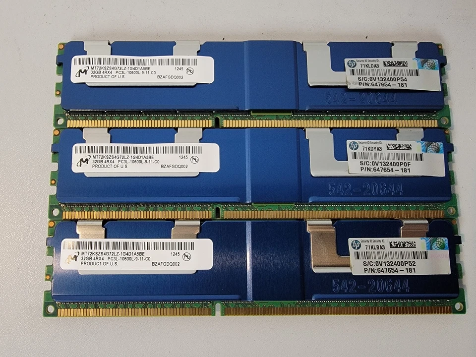 96GB Micron MT72KSZS4G72LZ-1G4D1A5BE 3x32GB 4Rx4 PC3L-10600L Server RAM Memory. - Image 2 of 2