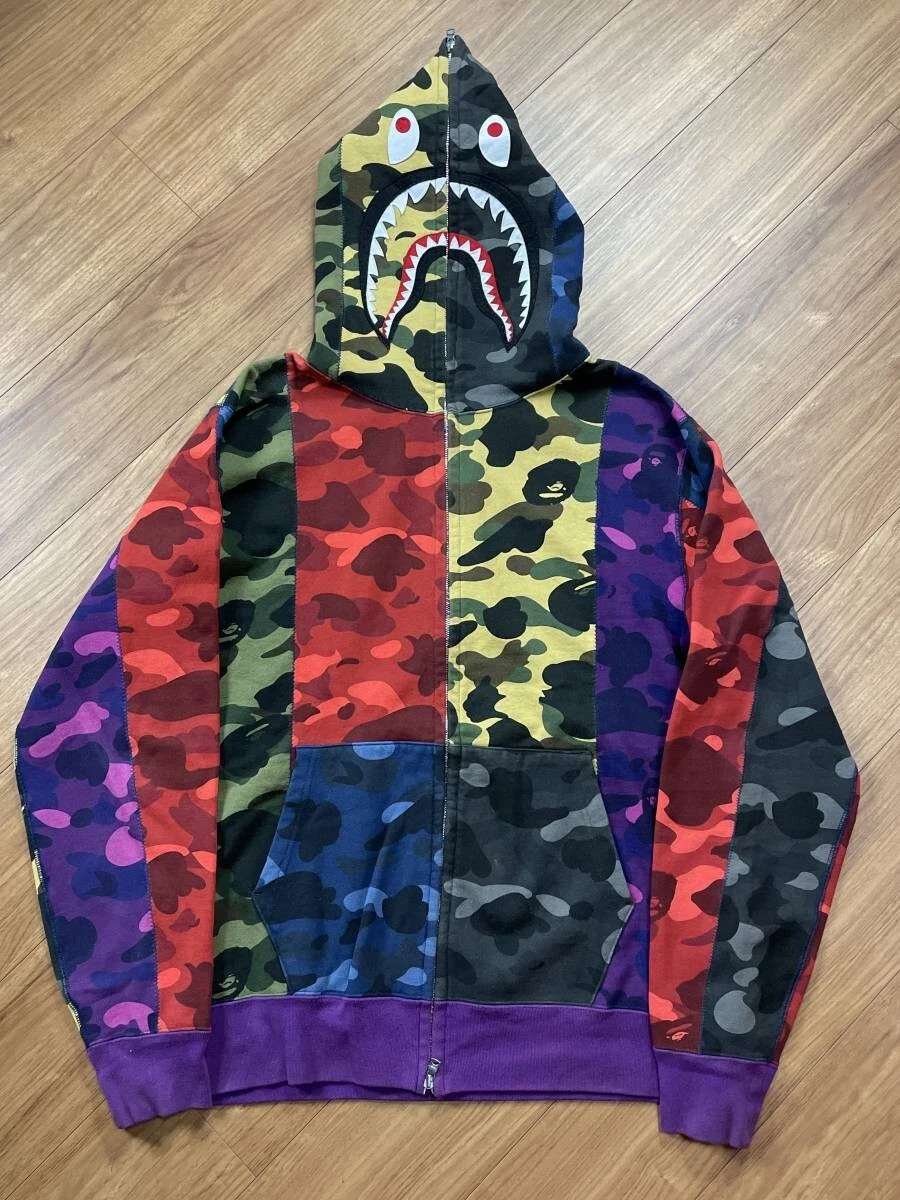 Bape Color Camo Shark Full Zip Hoodie 'Navy' | Blue | Men's Size 2XL