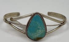 Native American Kingman Mine Turquoise Cuff Bracelet, Phillip Yazzie