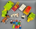 Vintage Lot of 16 Fisher-Price Little People Toys, Vehicles, and Farm Animals