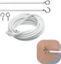 Xiaokeis Net Curtain Wire White Hanging Window 78.74inch, As Picture Show 