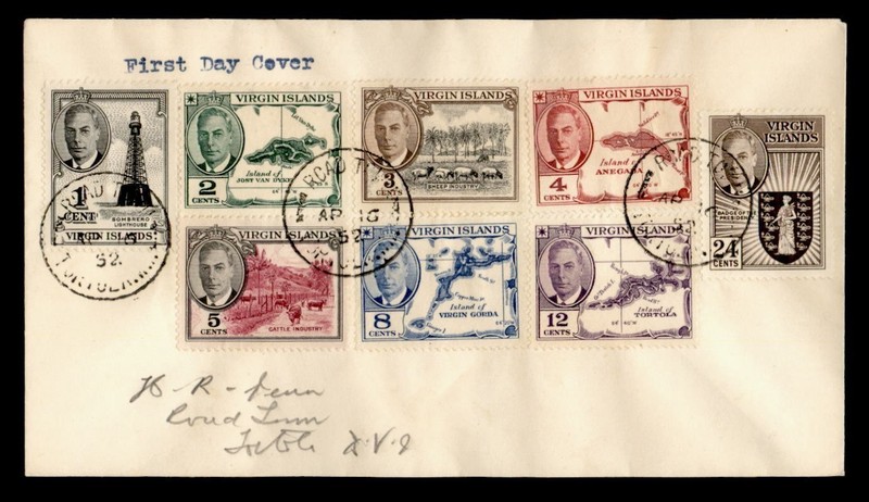 DR WHO 1952 BRITISH VIRGIN ISLANDS FDC KGVI R78623
