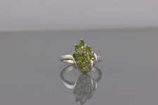 Sterling Silver Green Marquise Peridot Flower Bouquet Band Ring 925 Sz: 7