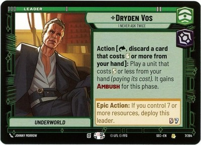 Dryden Vos - 7/264 - Secrets of Power - Star Wars Unlimited NM/M Ships Now