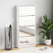 Image of Shoe Cabinet 4-Layer Mirror White 63x17x134 cm
