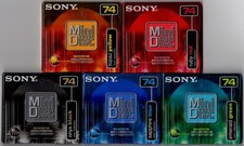  5 Sony MD MiniDiscs Color Collection 74mins w/Shock Absorbing Mech Sealed New