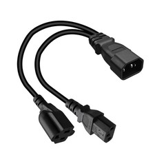 Toptekits C14 to C13+Nema 5-15R Y Splitter Power C13/5-15R 1ft, black