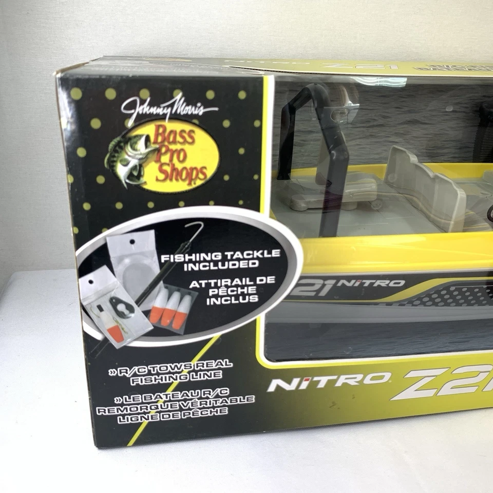 Bass Pro Shops Rare Nitro Z21 Radio Control Fishing Boat model New In Box Yellow - Image 3 of 4