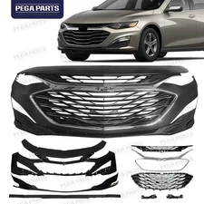 For Chevrolet Malibu 2019-2024 Front Bumper Cover Grille Grill w/Chrome Trim Kit
