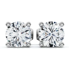 1 Ct TW Round Diamond Screw Back Studs 14k White Gold Lab Grown