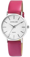Excellanc Damenuhr Mit Kunstlederarmband Quarz Analog Pink/Silberfarben