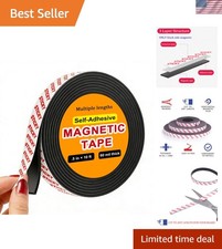 Sticky Magnetic Tape Roll 0.5in x10ft - Flexible Magnet Strip with Adhesive B...