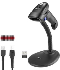 NetumScan Wireless Barcode Scanner with Stand, 2-in-1 Automatic USB Cordless 1D